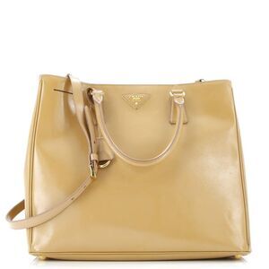 Prada Lux Open Tote Vernice Saffiano Leather Tall Brown